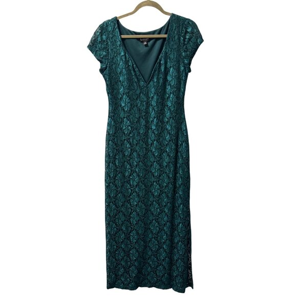 Connected Apparel Green Lace Maxi Dress Size 10 women lined evening dress - Picture 1 of 12